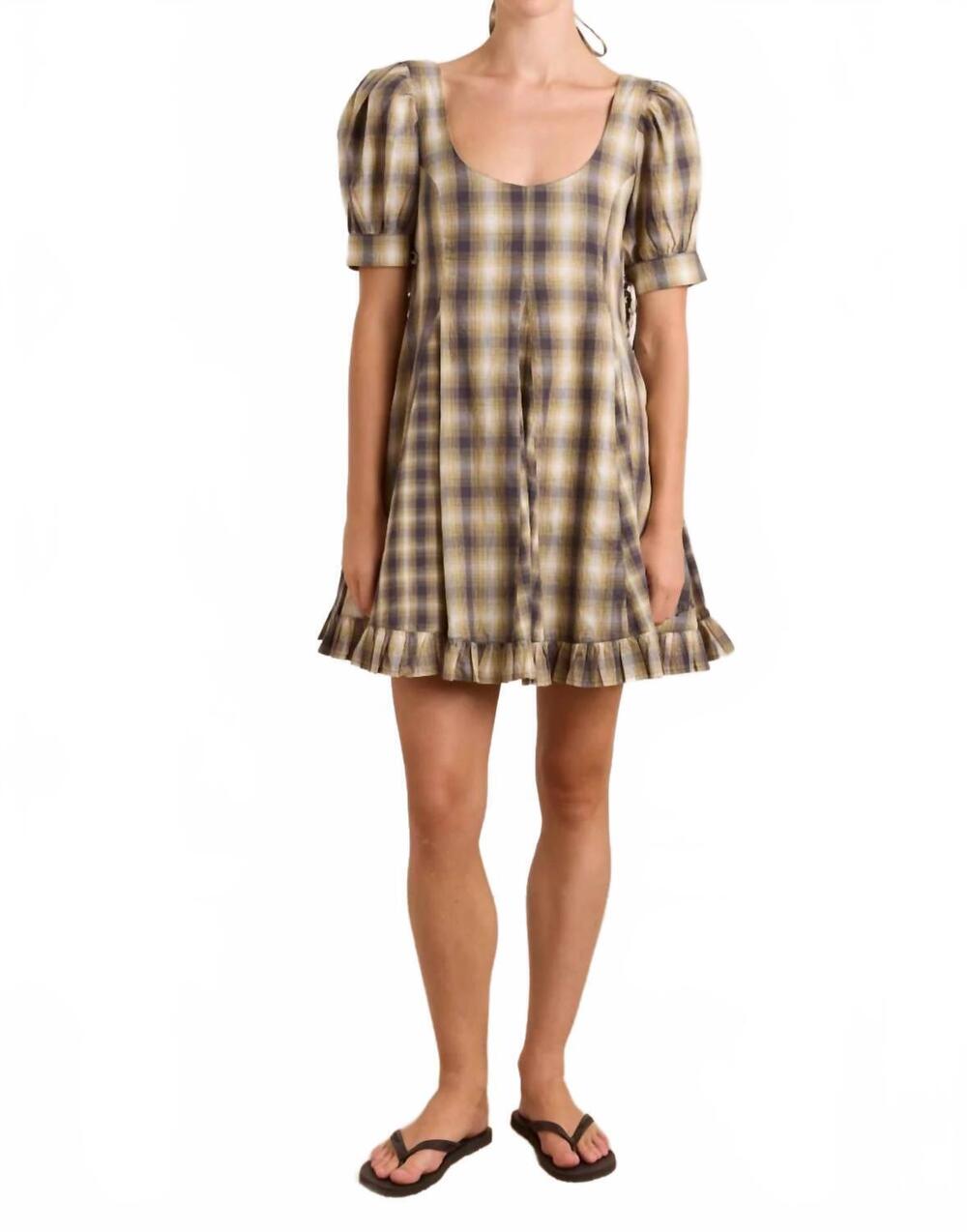 NEW DAMSON MADDER sabina mini godet dress in cardamon